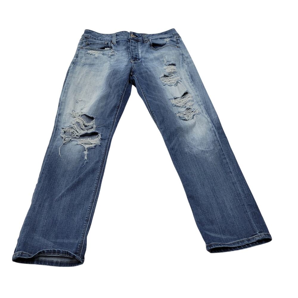 American Eagle AEO TOmgirl jeans relaxed ripped distressed stretch 8